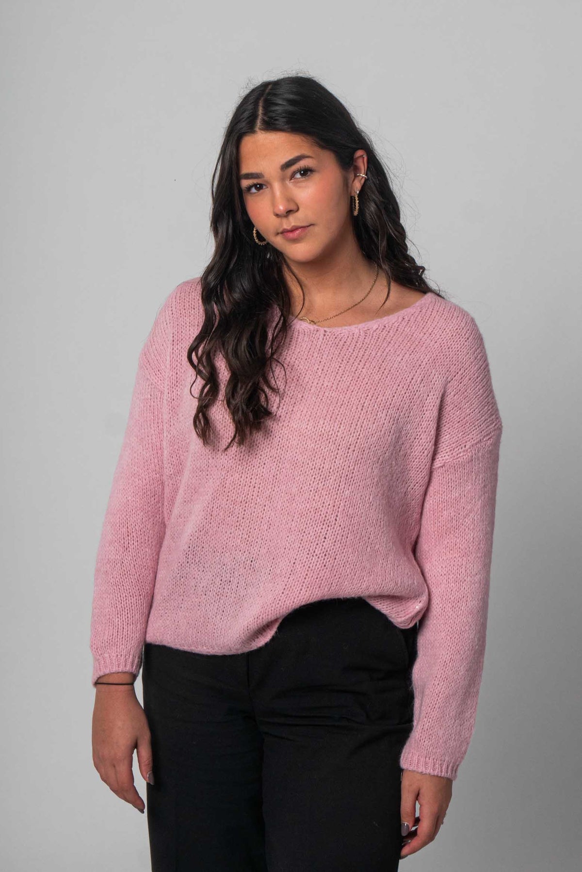 Flair - Strick Pullover mit V-Ausschnitt - Rosa