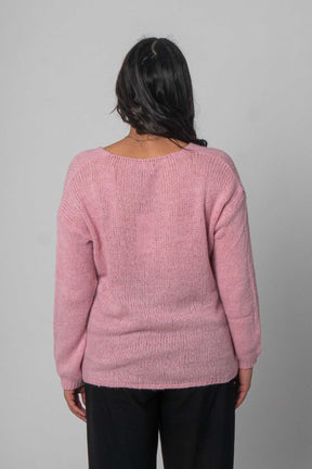 Flair - Strick Pullover mit V-Ausschnitt - Rosa