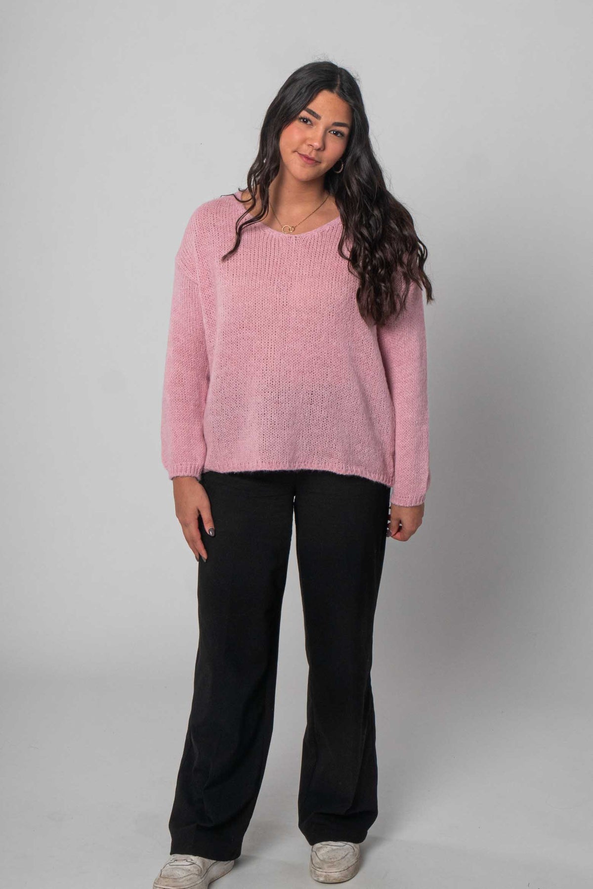 Flair - Strick Pullover mit V-Ausschnitt - Rosa