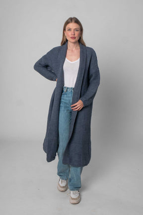 Strickjacke lang - Blau