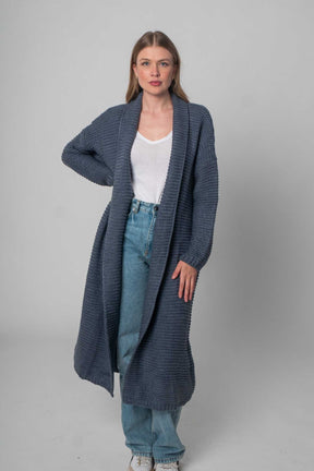 Strickjacke lang - Blau