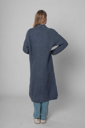 Strickjacke lang - Blau