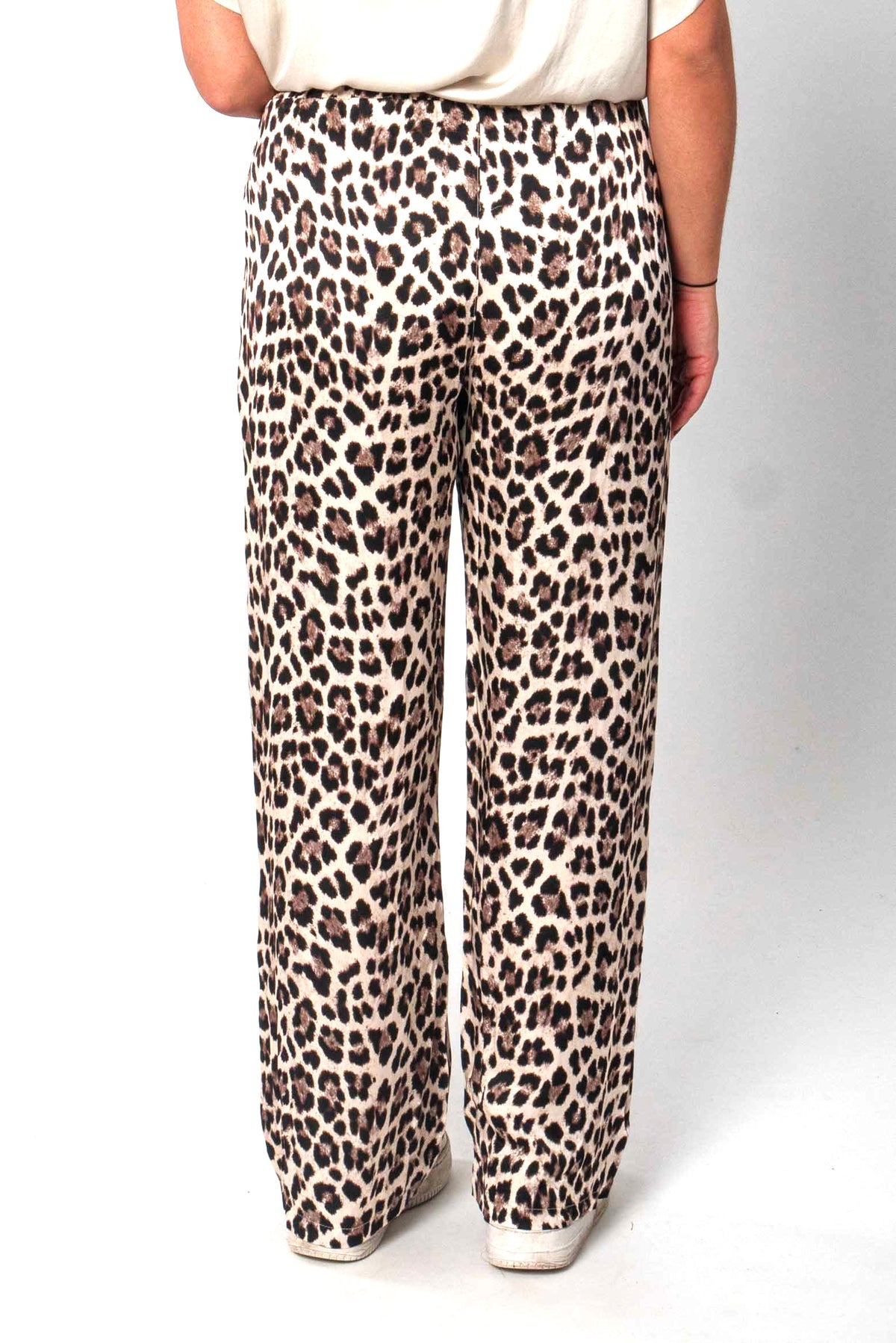Lässige Leo Hose - Satin Seidenoptik - Beige/Schwarz