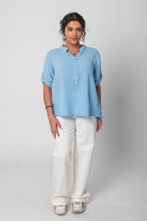 Flair - Natürliche Musselin-Bluse - Hellblau