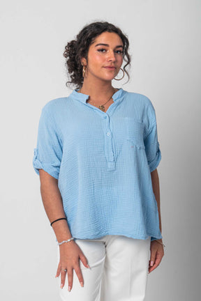 Flair - Natürliche Musselin-Bluse - Hellblau