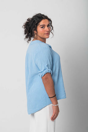 Flair - Natürliche Musselin-Bluse - Hellblau