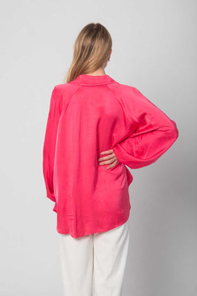 Seiden Bluse mit Knopfleiste - Rosa/Pink