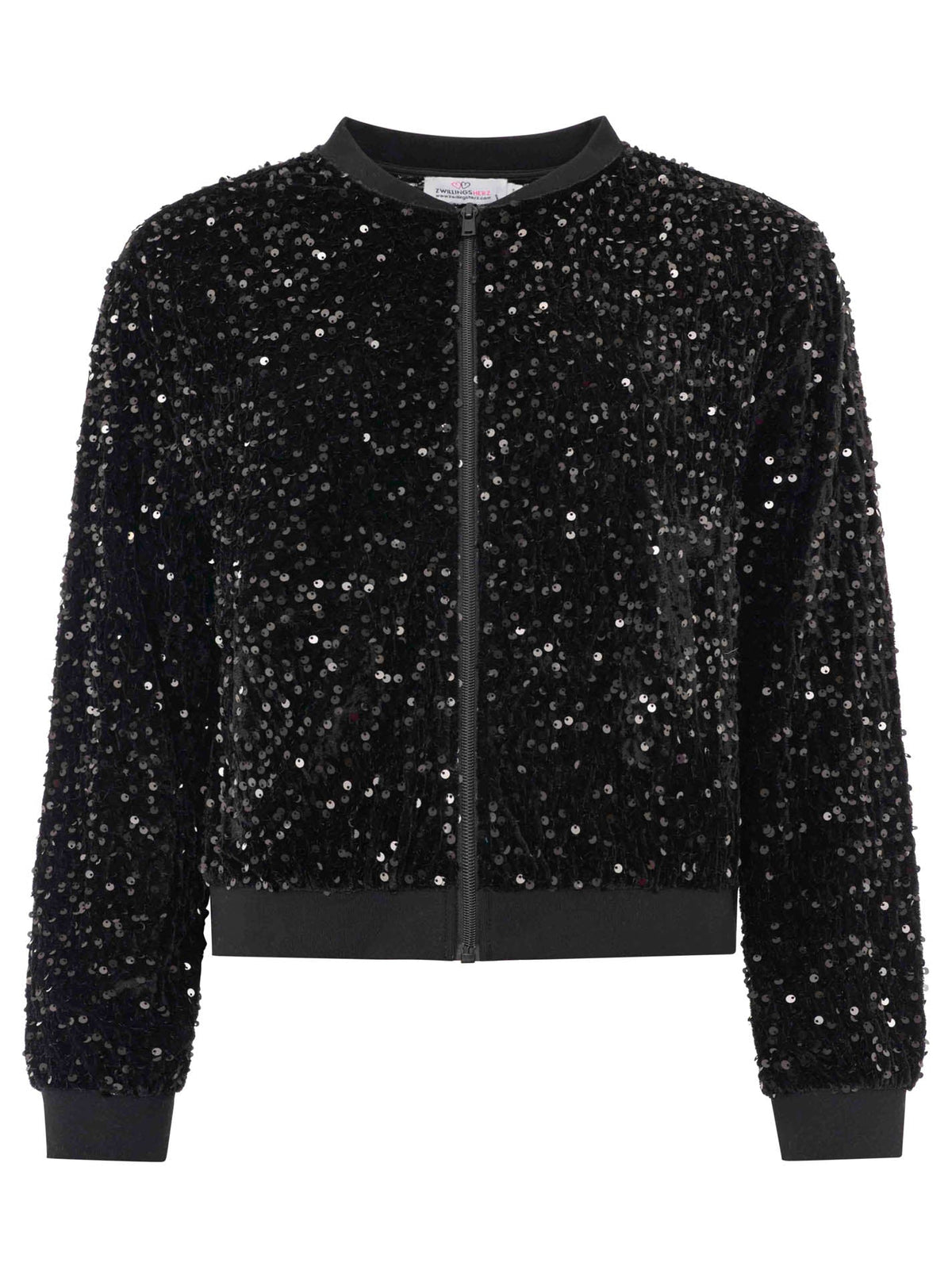 Zwillingsherz Party Bomberjacke Paillette Schwarz Ansicht 1