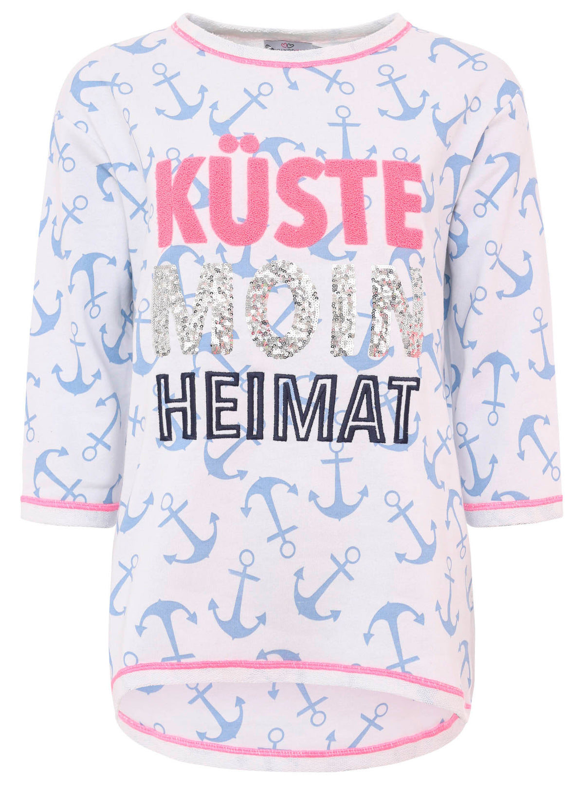 Zwillingsherz -  Sweatshirt/Pullover "Küste Moin Heimat" - Creme/Blau/Pink