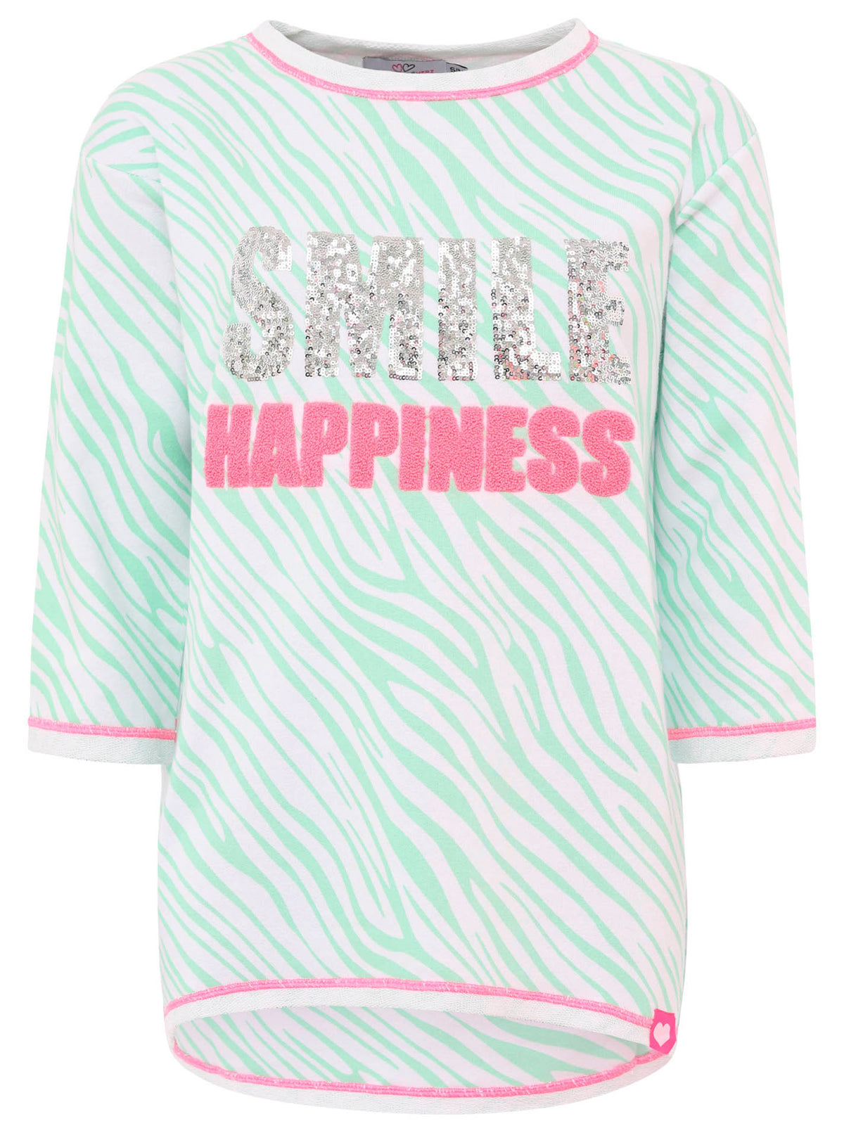 Zwillingsherz -  Sweatshirt/Pullover "Smile Happiness" - Mint/Türkis/Pink