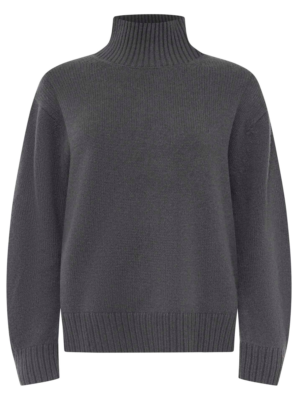 Zwillingsherz - Kaschmir Pullover Stehkragen Bold (100% Cashmere) - Dunkelgrau