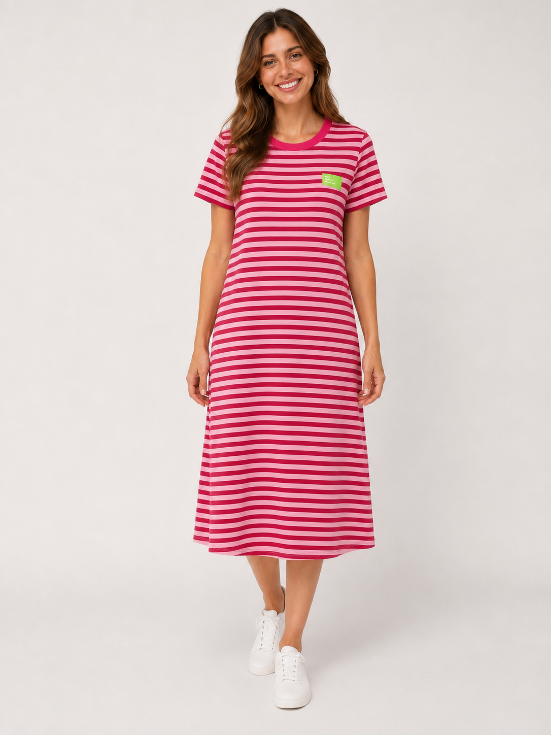 Sweatkleid - Neonstreifen "Life isn't perfect but your Outfit can be" - Beere