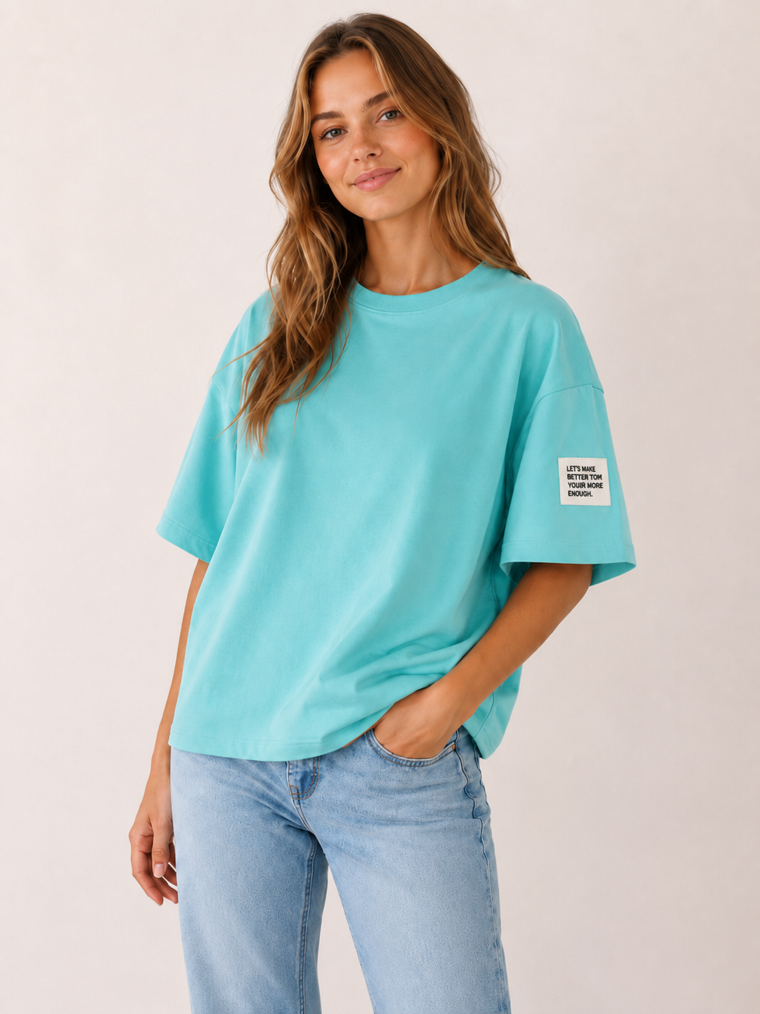 T-Shirt "Life isnt perfect but yout outfit can be" - Türkis