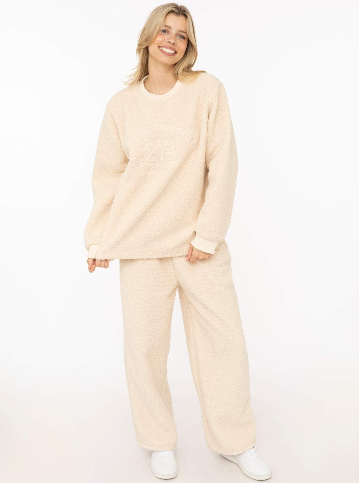 Zwillingsherz Teddy Hose Good Vibes Hellbeige