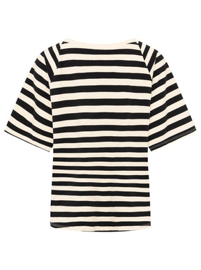 Zwillingsherz - T-Shirt "Love & Streifen" - Schwarz/Creme