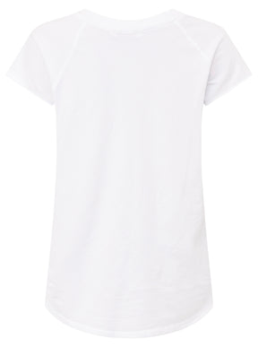 Zwillingsherz T-Shirt Damen Weiß mit V-Ausschnitt – Rückenansicht ohne Print