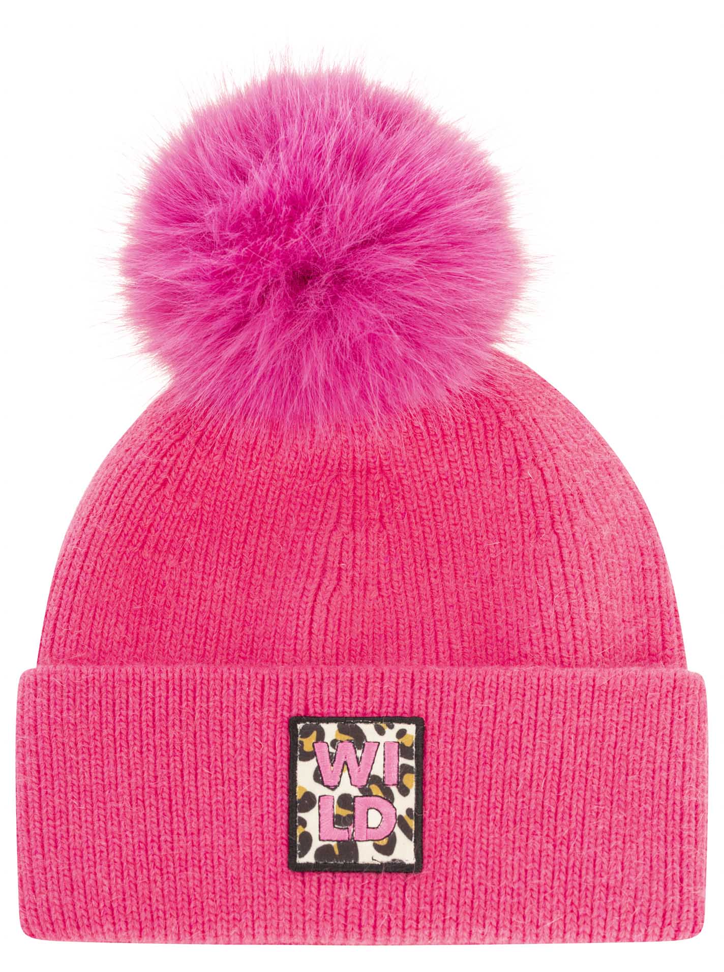 Zwillingsherz Umschlagmütze Wollmix Wild Leo Pink