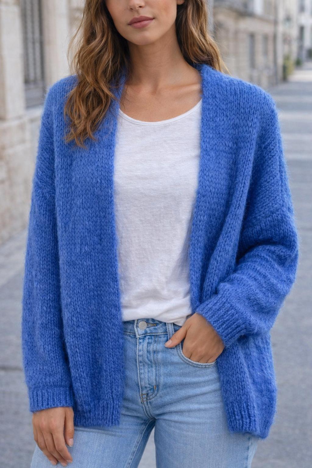 Flair - Cardigan in trendigem Neon - Mittelblau