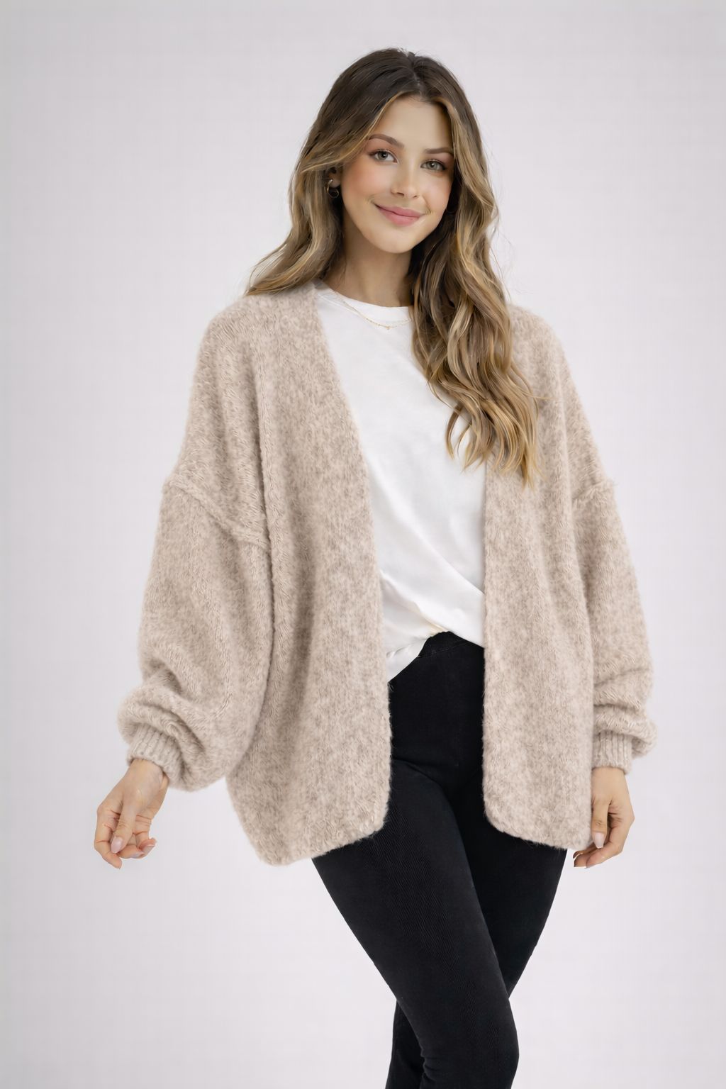Flair - Oversize Alpaka Cardigan - Mittelbeige