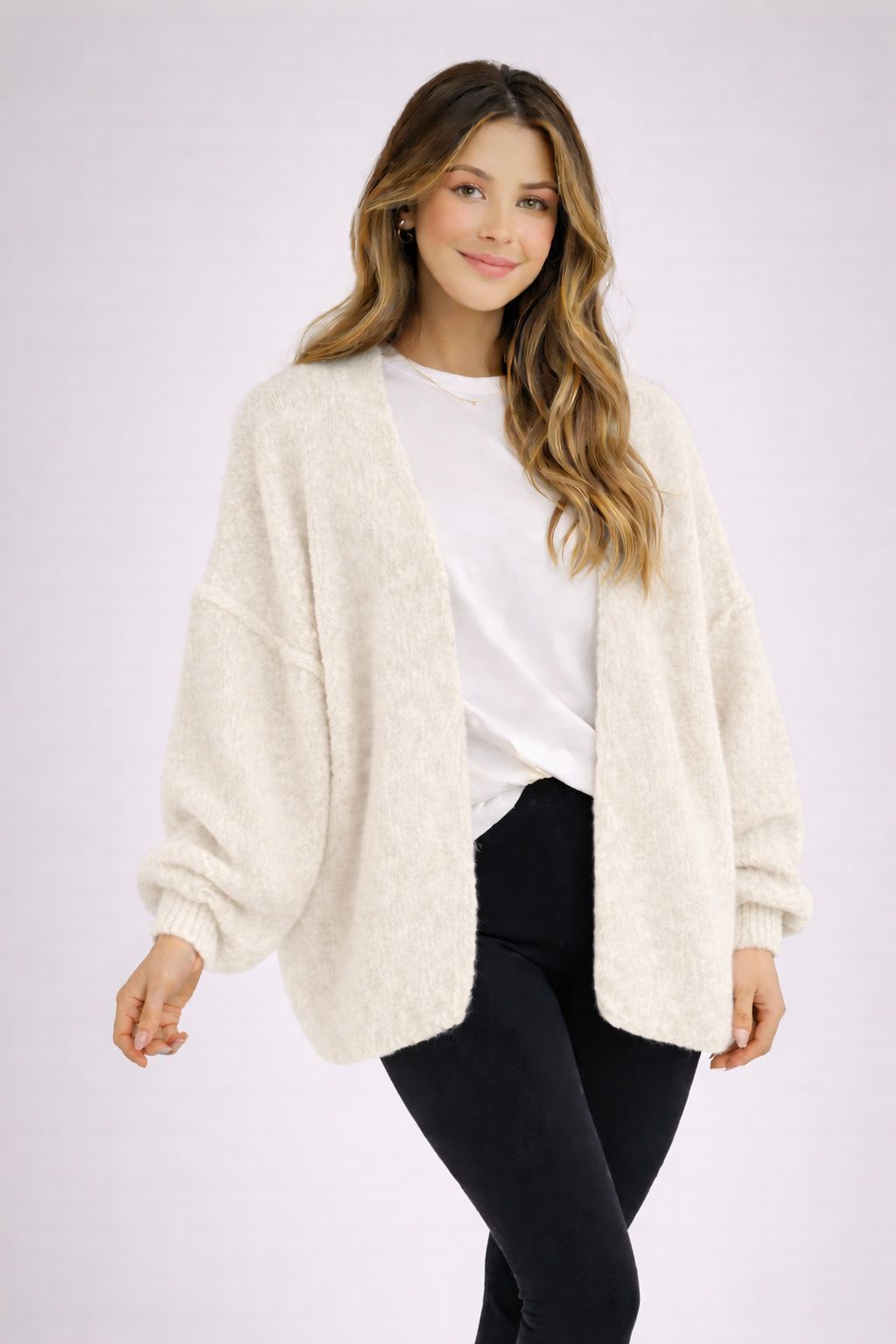 Flair - Oversize Alpaka Cardigan - Hellbeige
