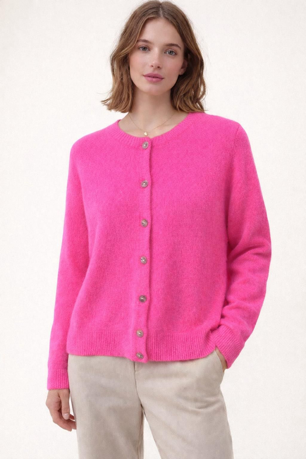 Flair - Baby Alpaka Cardigan - Neon Pink