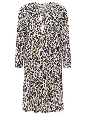 Zwillingsherz - Kleid/Tunika Wilder Leo mit Leo Leopard Muster - Beige/Schwarz
