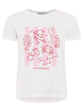 Zwillingsherz - T-Shirt "Beach Club" - Weiß
