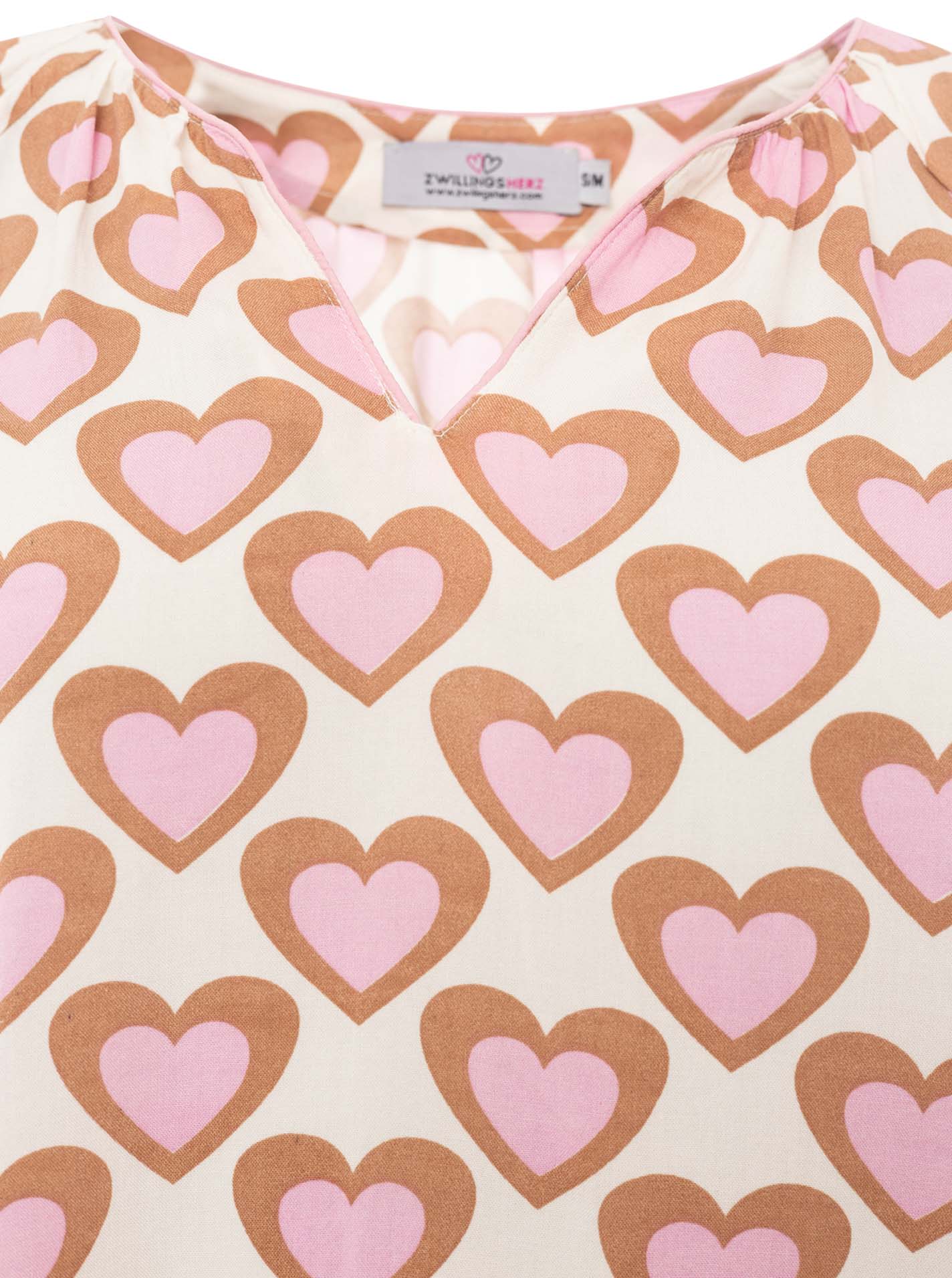 Zwillingsherz - Langarmbluse "Happy Love" - Braun