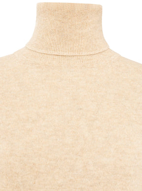Zwillingsherz 100% Kaschmir Rollkragenpullover – Beige
