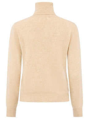 Zwillingsherz 100% Kaschmir Rollkragenpullover – Beige