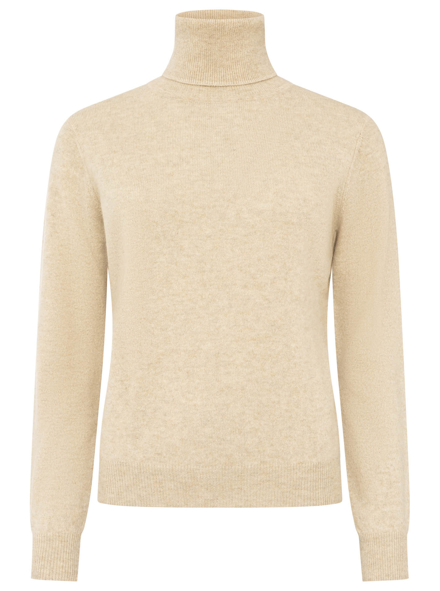 Zwillingsherz 100% Kaschmir Rollkragenpullover – Beige