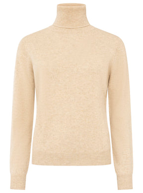 Zwillingsherz 100% Kaschmir Rollkragenpullover – Beige
