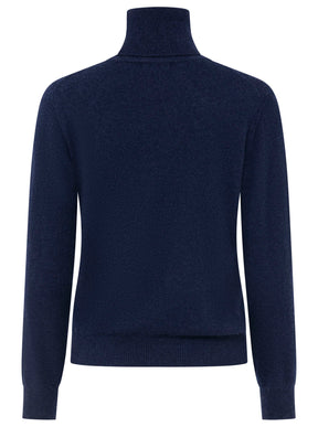 Zwillingsherz 100% Kaschmir Rollkragenpullover – Marine