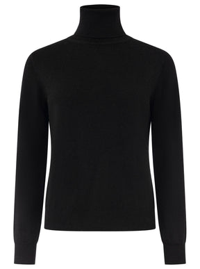 Zwillingsherz 100% Kaschmir Rollkragenpullover – Schwarz
