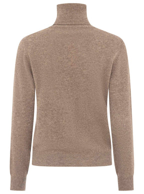 Zwillingsherz 100% Kaschmir Rollkragenpullover – Taupe