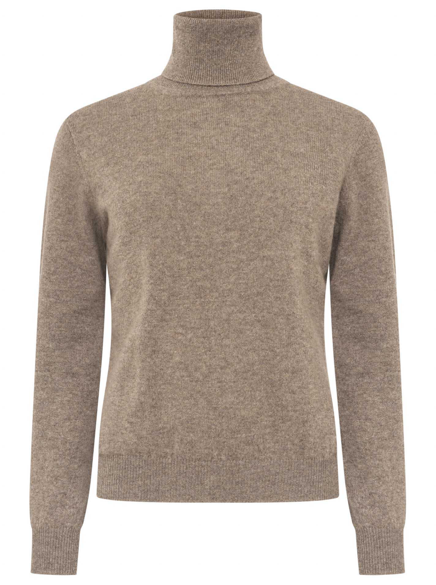 Zwillingsherz 100% Kaschmir Rollkragenpullover – Taupe