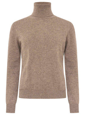 Zwillingsherz 100% Kaschmir Rollkragenpullover – Taupe