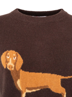 Zwillingsherz 100% Kaschmir / Cashmere Pullover Dackel - Braun