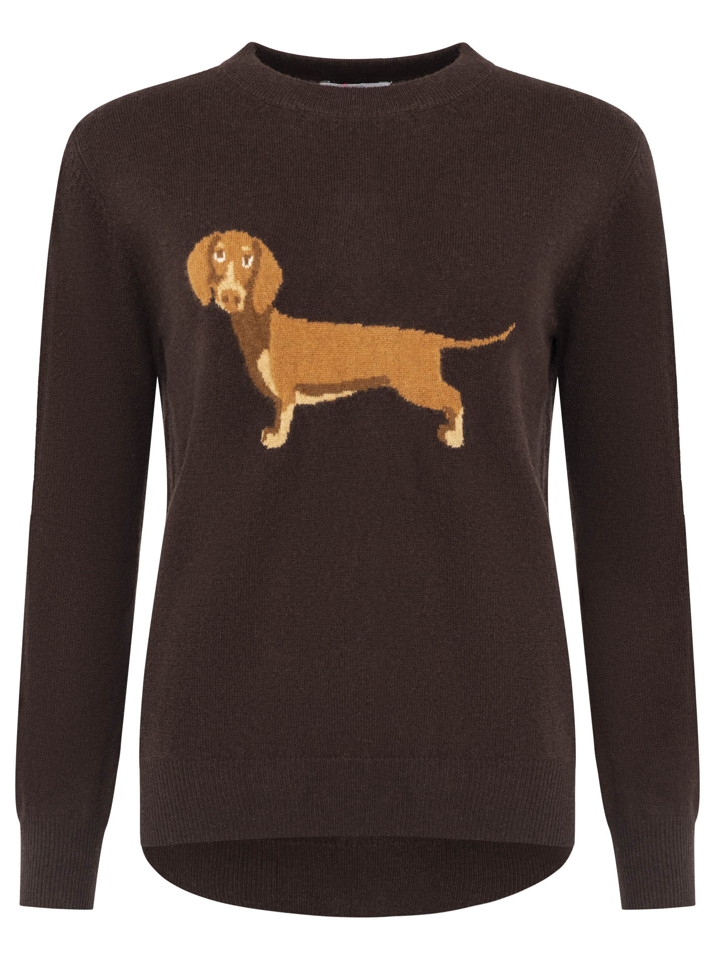 Zwillingsherz 100% Kaschmir / Cashmere Pullover Dackel - Braun