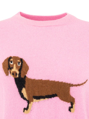 Zwillingsherz 100% Kaschmir / Cashmere Pullover Dackel - Rosa
