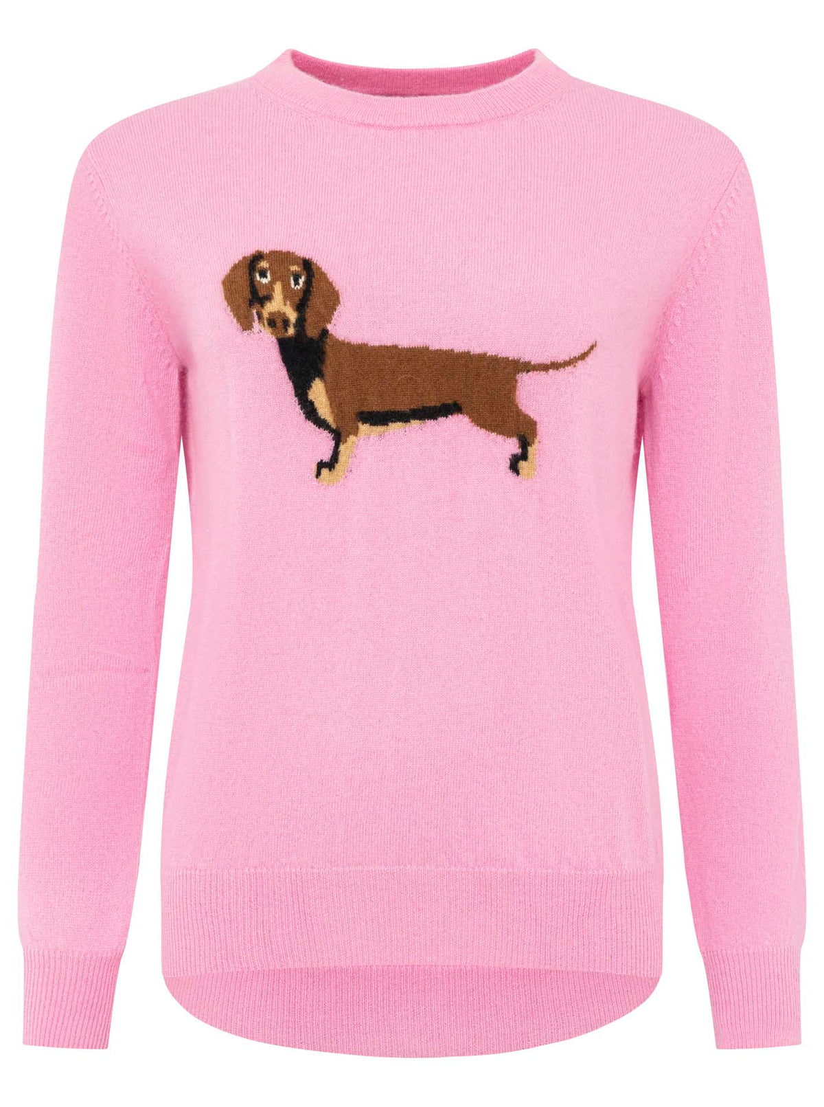 Zwillingsherz 100% Kaschmir / Cashmere Pullover Dackel - Rosa