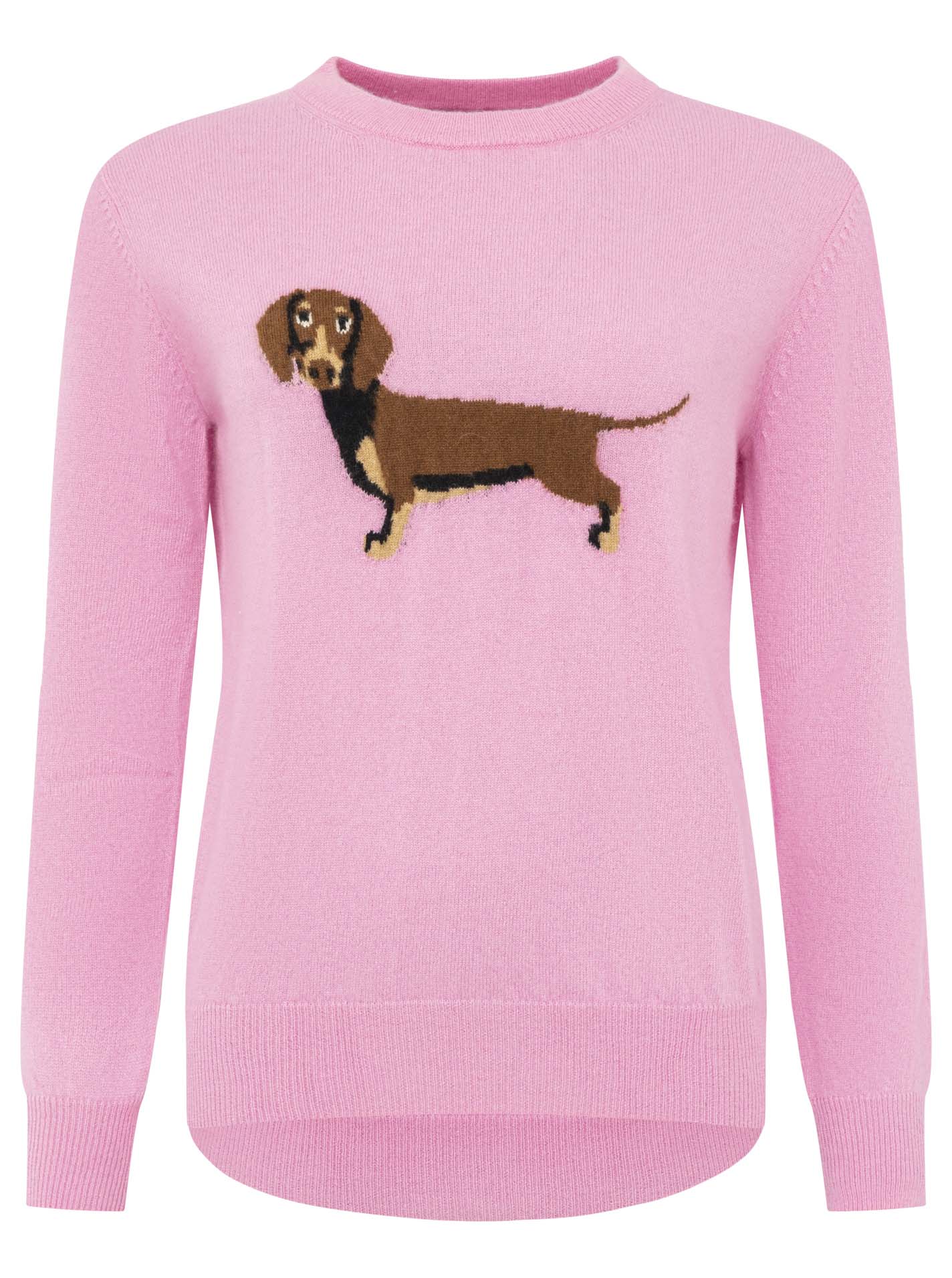 Zwillingsherz 100% Kaschmir / Cashmere Pullover Dackel - Rosa