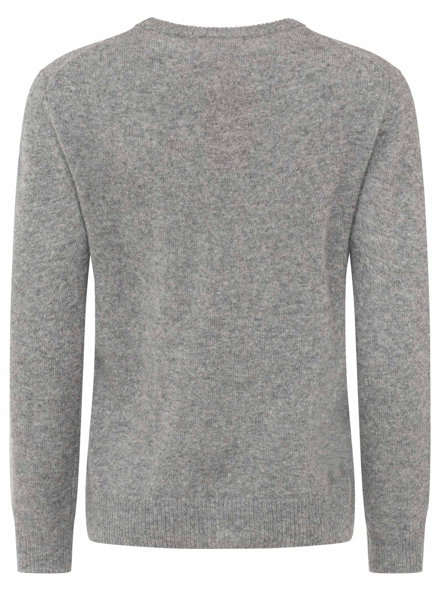 Zwillingsherz 100% Kaschmir / Cashmere Pullover Herzchen - Mittelgrau/Neonpink