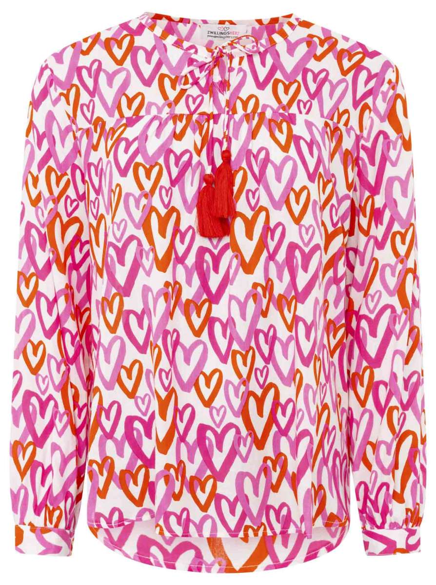 Zwillingsherz - Langarmbluse "Be Mine" - Pink