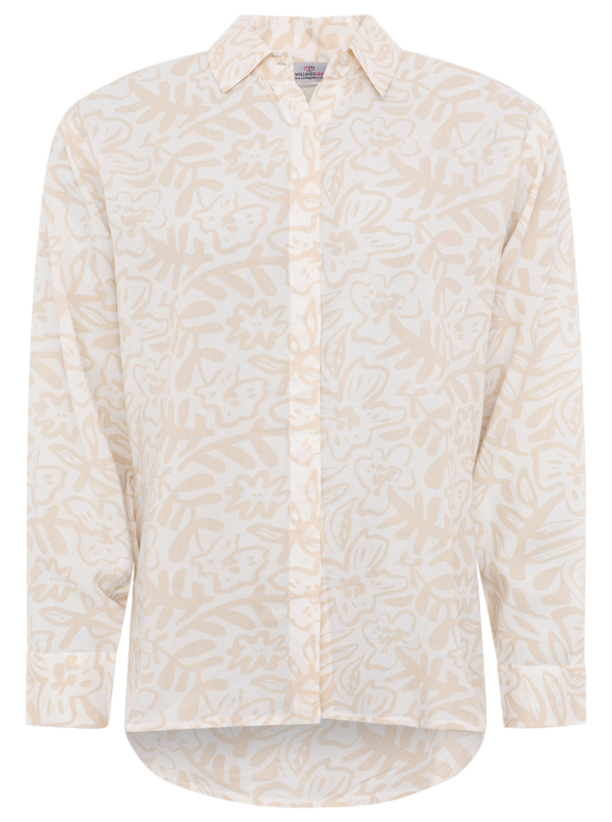Zwillingsherz - Langarmbluse Flower Fun - Beige