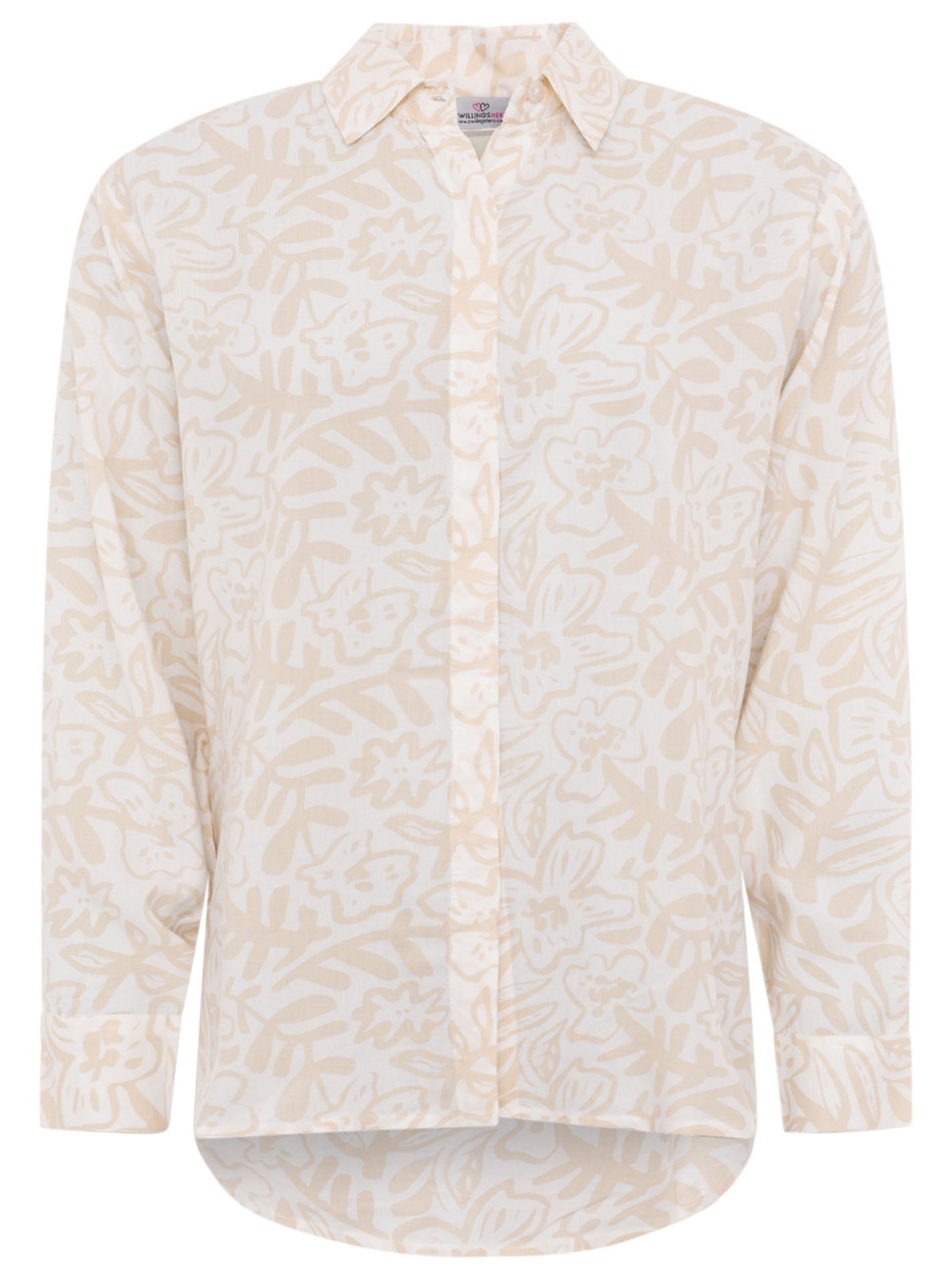 Zwillingsherz - Langarmbluse Flower Fun - Beige