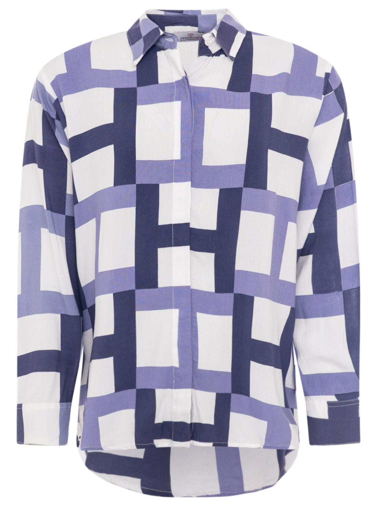 Zwillingsherz - Langarmbluse "Geometric H"- Blau