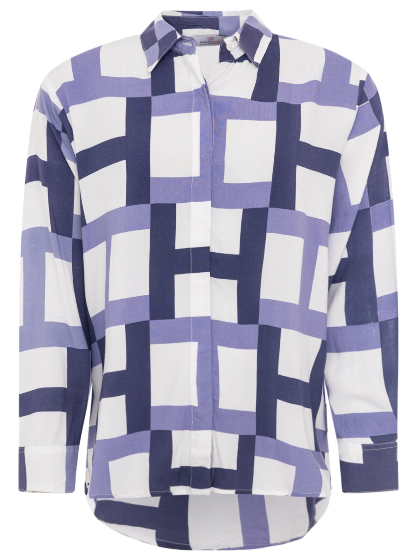 Zwillingsherz - Langarmbluse "Geometric H"- Blau