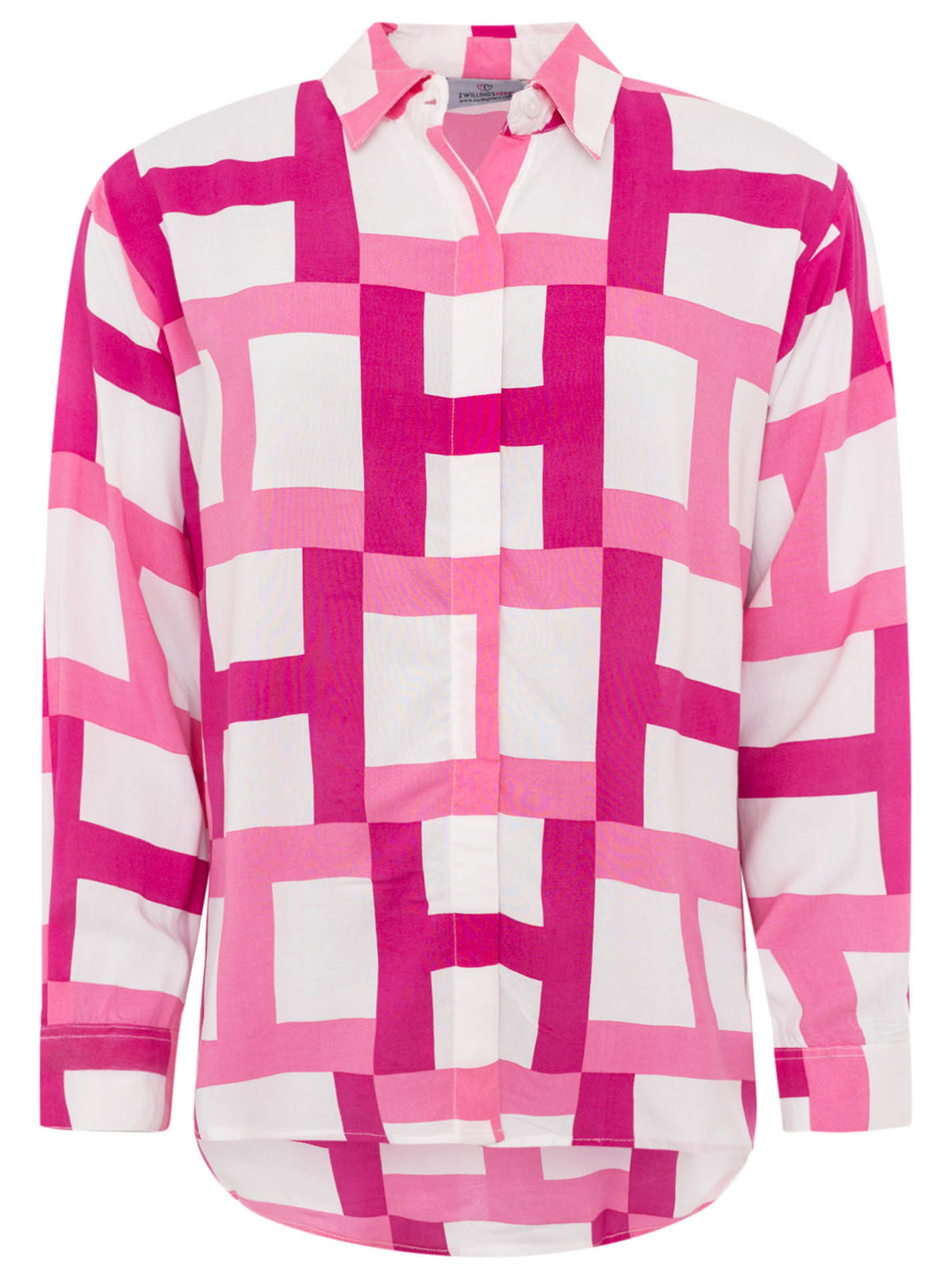 Zwillingsherz - Langarmbluse "Geometric H"- Magenta