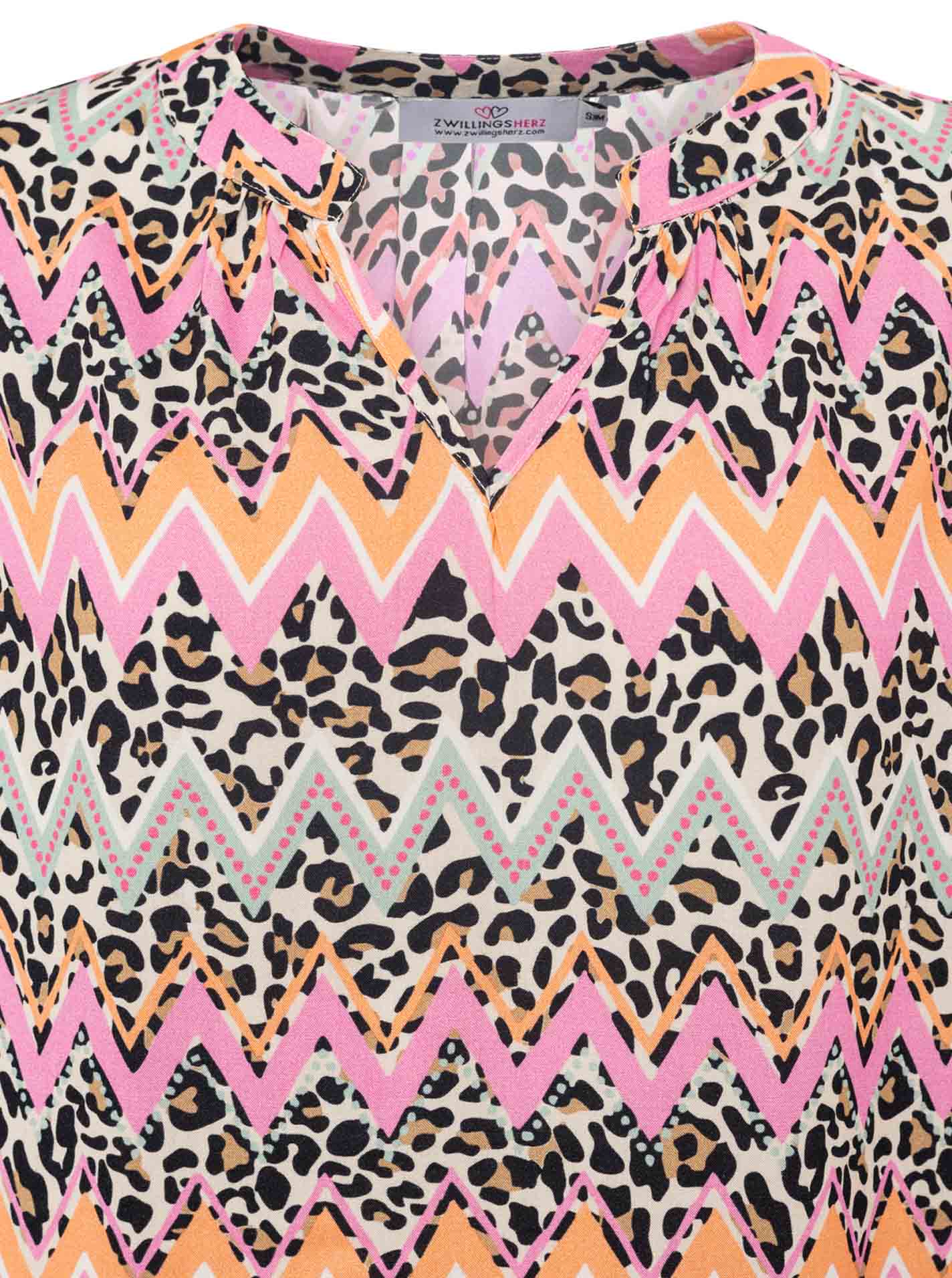 Zwillingsherz - Langarmbluse "Graphic Leo" - Bunt